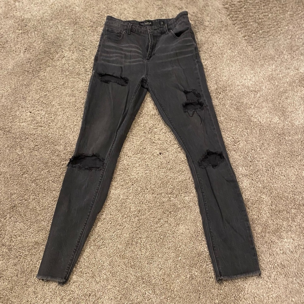 Lucky Brand. Black, ripped jeans.